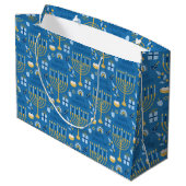 Hanukkah Menorah Blue Star Jewish Large Gift Bag Groot Cadeauzakje (Achterkant Gekanteld)