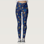 Hanukkah Menorah Blue Star van David Leggings<br><div class="desc">Hanukkah Menorah, blauw, ster van David, joods, patroon leggings.</div>