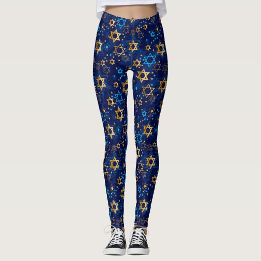 Hanukkah Menorah Blue Star van David Leggings (Voorkant)