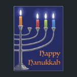 "Hanukkah Menorah." Briefkaart<br><div class="desc">"Hanukkah Menorah." is een digitaal schilderij gemaakt in Photoshop van een Hanukkah Menorah met kaarsen aangestoken voor de derde nacht. Ik hoop dat je ervan geniet. Bedankt, Corbie Eva Crouse</div>