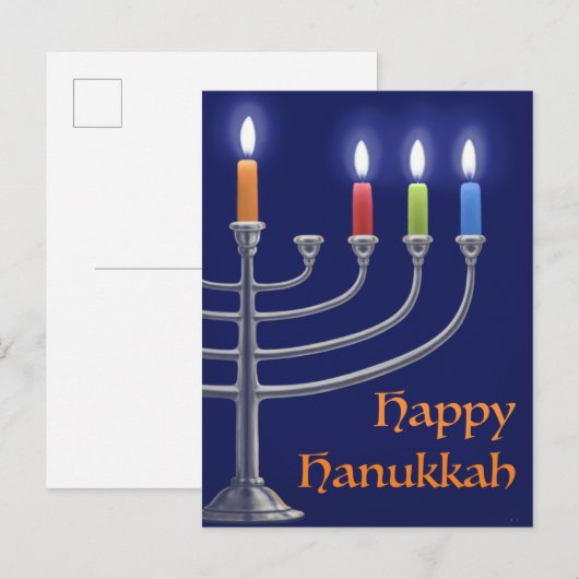 "Hanukkah Menorah." Briefkaart (Voorkant / Achterkant)