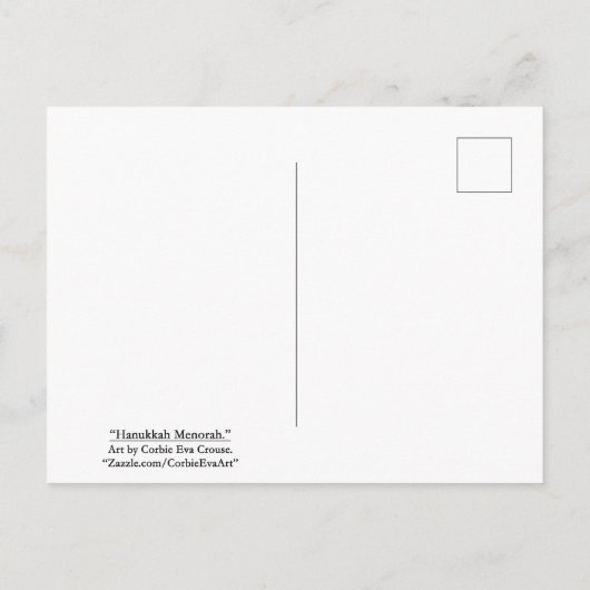 "Hanukkah Menorah." Briefkaart (Achterkant)