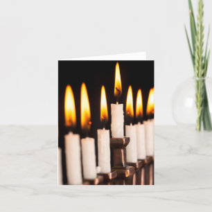 Hanukkah Menorah Burning White Candles Chanukah Feestdagen Kaart
