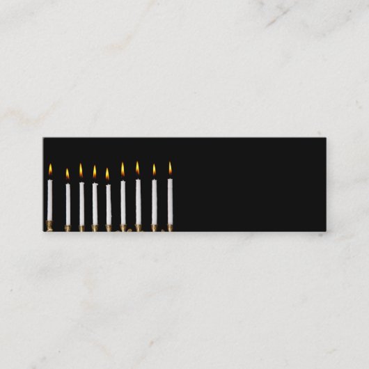 Hanukkah Menorah Burning White Candles Chanukah Mini Visitekaartje (Voorkant)