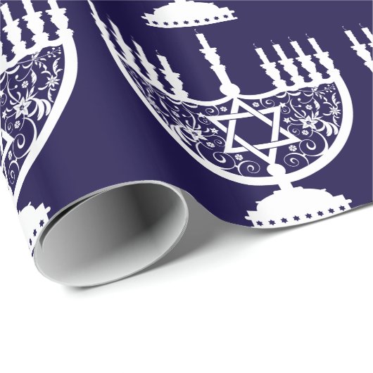 Hanukkah Menorah Cadeaupapier (Rol Hoek)