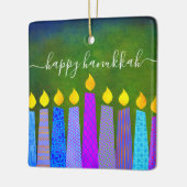 Hanukkah Menorah Candle Script Name Green Keepomwi Keramisch Ornament (Links)