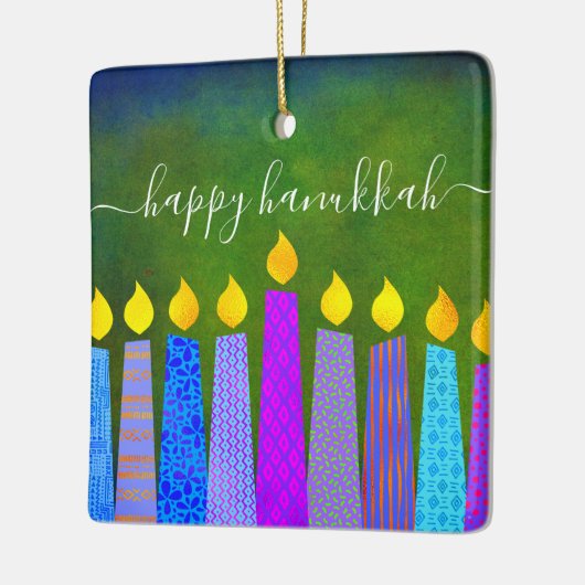 Hanukkah Menorah Candle Script Name Green Keepomwi Keramisch Ornament (Links)