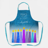 Hanukkah Menorah Candle Turquoise Peace Love Light Schort (Voorkant)