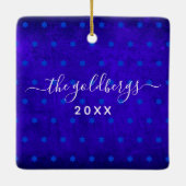 Hanukkah Menorah Candles op Blue Keepomwille Custo Keramisch Ornament (Achterkant)