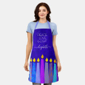 Hanukkah Menorah Candles over Blue Peace Love Ligh Schort (Gedragen)