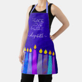 Hanukkah Menorah Candles over Blue Peace Love Ligh Schort (Insitu)