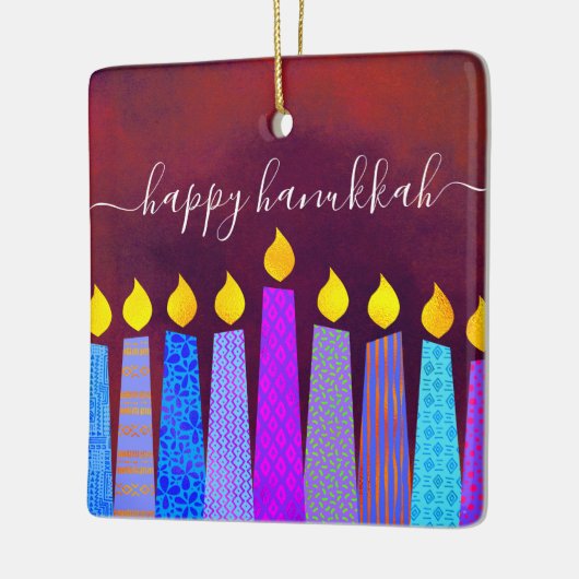 Hanukkah Menorah Candles Script Name Red Keepomwil Keramisch Ornament (Links)