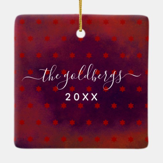 Hanukkah Menorah Candles Script Name Red Keepomwil Keramisch Ornament (Achterkant)