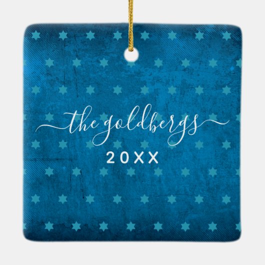 Hanukkah Menorah Candles Turquoise Keepomwille Cus Keramisch Ornament (Achterkant)