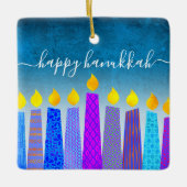Hanukkah Menorah Candles Turquoise Keepomwille Cus Keramisch Ornament (Voorkant)