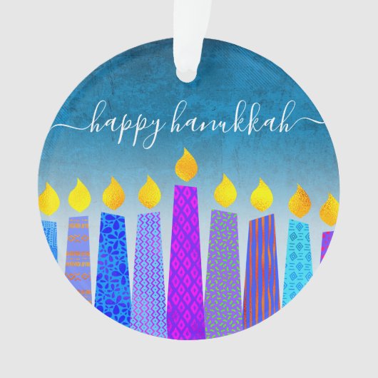 Hanukkah Menorah Candles Turquoise Keepomwille Cus Ornament (voorkant)