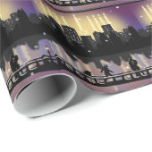 Hanukkah Menorah City Skyline Wrapping Paper Cadeaupapier (Rol Hoek)