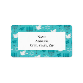 Hanukkah Menorah Dove Star Etiket