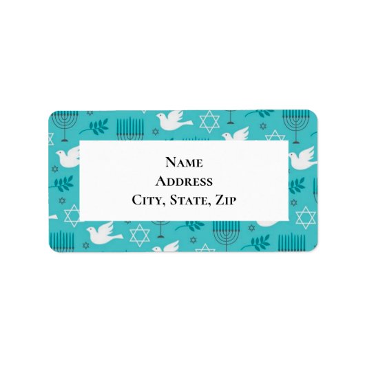 Hanukkah Menorah Dove Star Etiket (Voorkant)