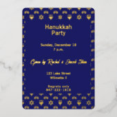 Hanukkah menorah dreidel folie uitnodiging (Voorkant)