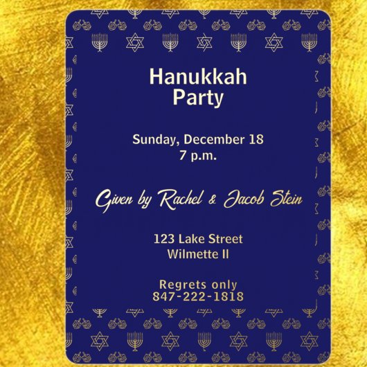 Hanukkah menorah dreidel folie uitnodiging