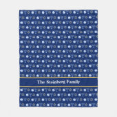 Hanukkah Menorah Dreidel Pattern Custom Blue Fleece Deken (Voorkant)