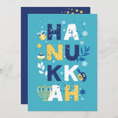 HANUKKAH Menorah Dreidel Wenskaart (Voorkant / Achterkant)
