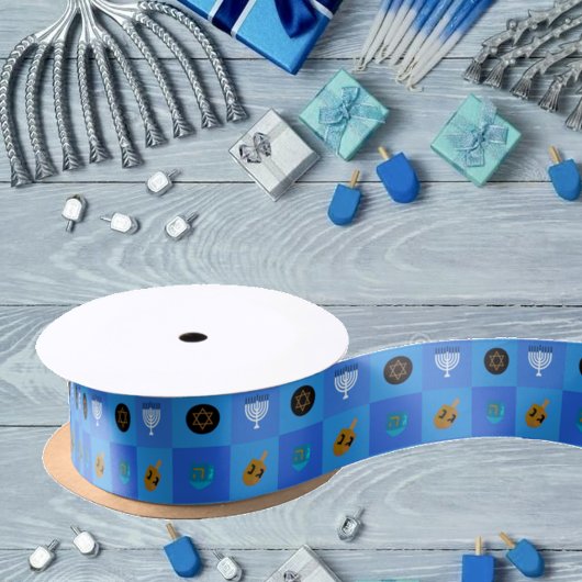 Hanukkah Menorah Dreidels star Satijnen Lint