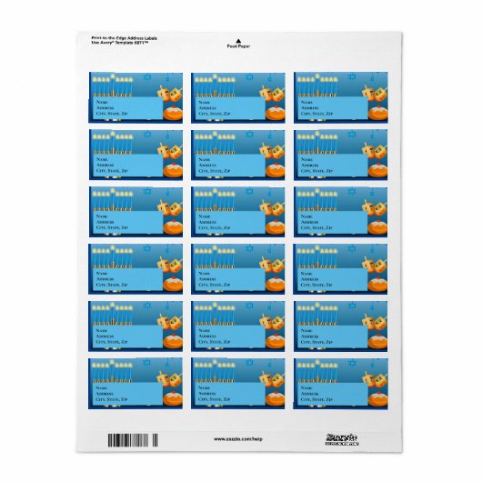 Hanukkah Menorah en Dreidels Etiket (Full Sheet)