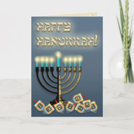 Hanukkah Menorah en Dreidels Feestdagen Kaart