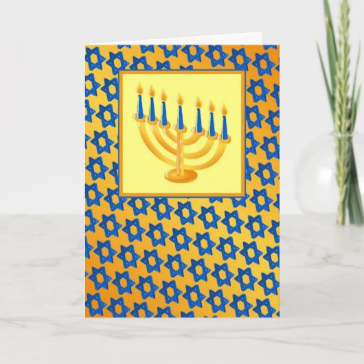 Hanukkah Menorah en ster van David Kaart (Voorkant)