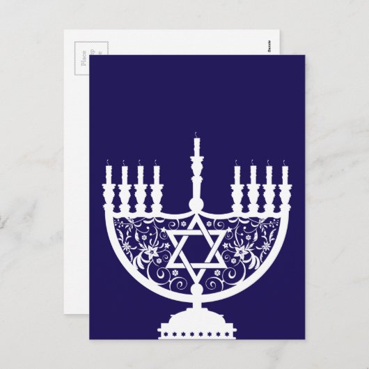 Hanukkah Menorah Feestdagenkaart (Voorkant / Achterkant)