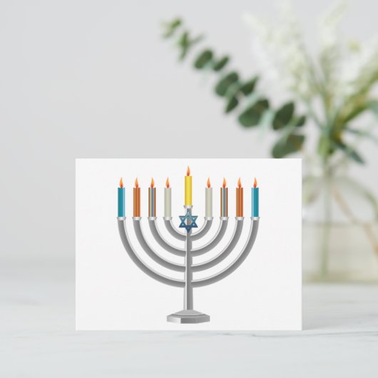 Hanukkah menorah feestdagenkaart (Staand voorkant)