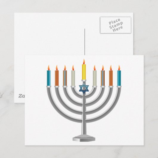 Hanukkah menorah feestdagenkaart (Voorkant / Achterkant)