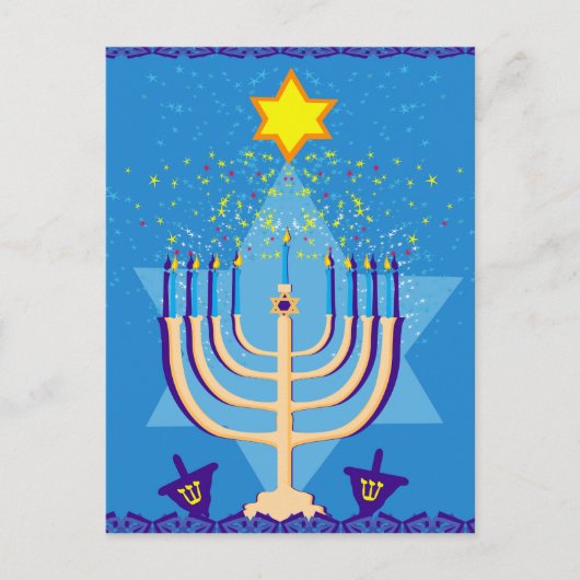 hanukkah menorah feestdagenkaart (Voorkant)