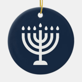 Hanukkah menorah festival van lichtblauw-modern keramisch ornament
