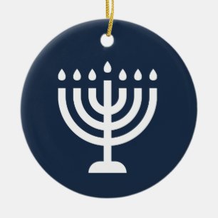 Hanukkah menorah festival van lichtblauw-modern keramisch ornament