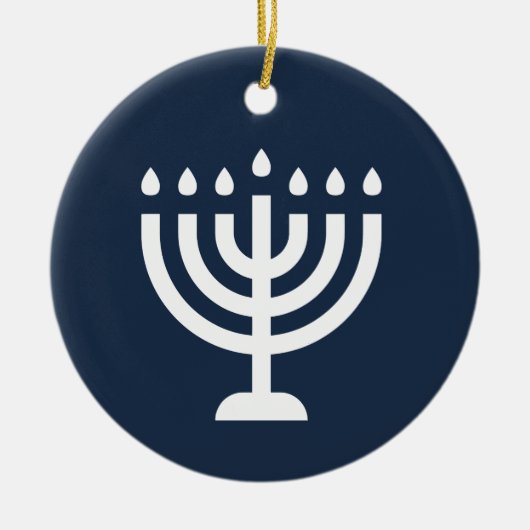 Hanukkah menorah festival van lichtblauw-modern keramisch ornament (Voorkant)