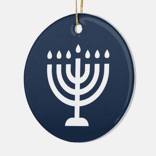 Hanukkah menorah festival van lichtblauw-modern keramisch ornament (Links)
