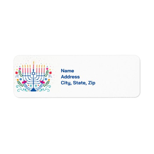 Hanukkah Menorah Floral Label (Voorkant)