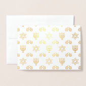 Hanukkah Menorah Folie Kaart (Voorkant met envelop)
