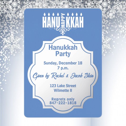 Hanukkah menorah folie uitnodiging