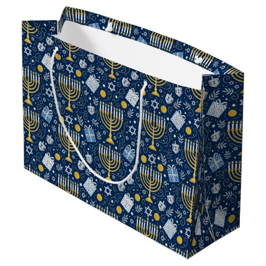 Hanukkah Menorah Gift Bag Groot Cadeauzakje (Achterkant Gekanteld)