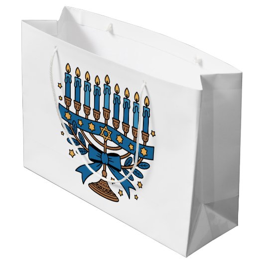 Hanukkah Menorah  Groot Cadeauzakje (Achterkant Gekanteld)
