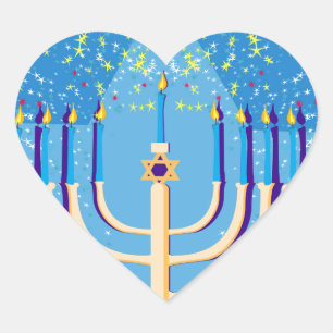 hanukkah menorah hart sticker