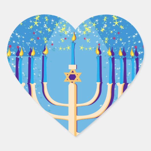 hanukkah menorah hart sticker (Voorkant)