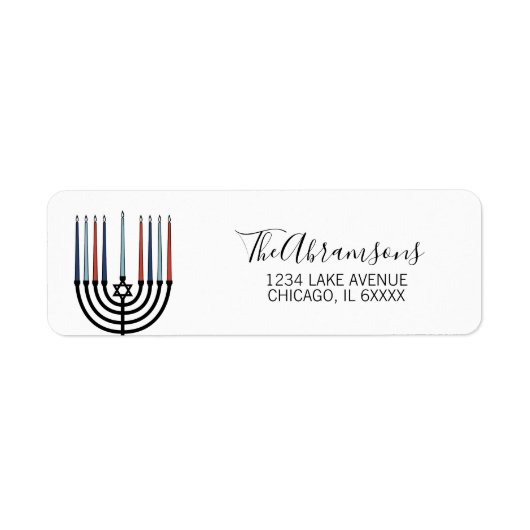 Hanukkah Menorah Holiday Adres Etiket (Voorkant)