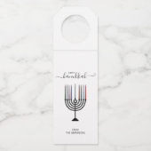 Hanukkah Menorah Holiday Bottle Hanger Labels (Voorkant)