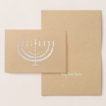 Hanukkah Menorah Holiday Custom Kaart<br><div class="desc">Hanukkah-vakantie heeft de folie gevouwen.</div>