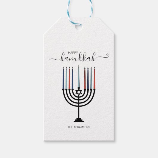 Hanukkah Menorah Holiday Gift Label Cadeaulabel (Voorkant)